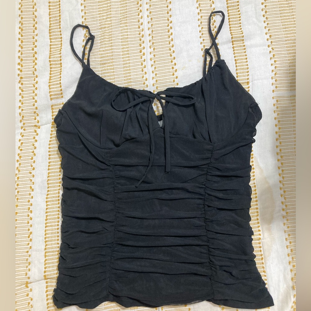 Black ruffled top